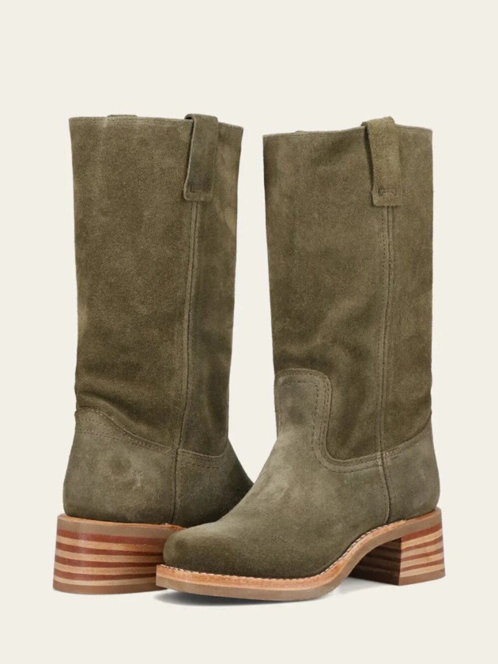 Frye Campus 12R Women’s Suede Leather Boots in Olive Size US 8.5M NIB - Picture 1 of 8